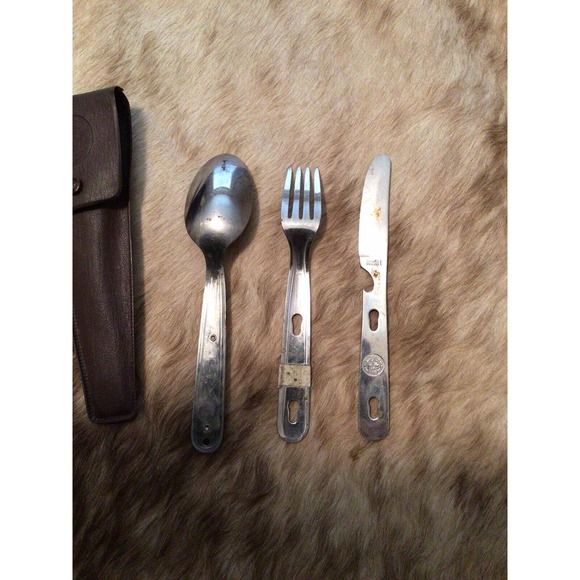 Vintage Boy Scouts of America Imperial 3 pc Silverware Utensil Set w/ Vinyl Case - Picture 4 of 9